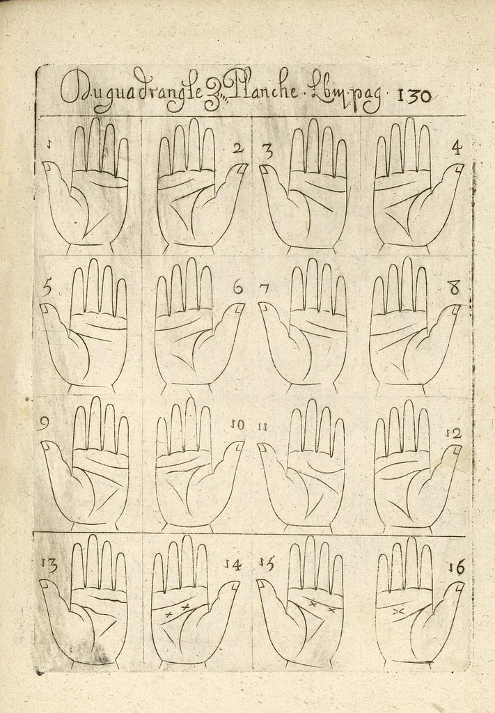 An illustration from La science curieuse ou traité de la chyromance, récueilly des plus graves autheurs qui ont traité de cette matière..., 1665, leaf 256