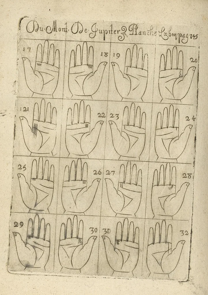 An illustration from La science curieuse ou traité de la chyromance, récueilly des plus graves autheurs qui ont traité de cette matière..., 1665, leaf 291