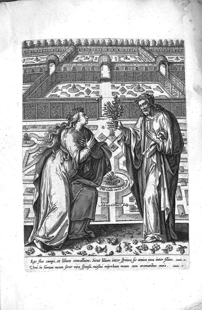 An illustration from Florilegium ab Hadriano Collaert coelatum et a Philip Galleo editum ; illustriss. eccelentissimoque dno D. Ioanni Medici. omnis generis elegantiarum admiratori et patrono, Philip. Gallaeus DD., 1587, leaf 1