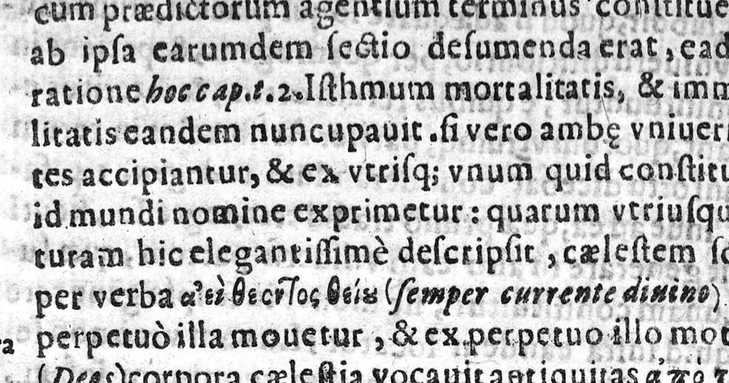 An illustration from Okellos o Leukanos philosophos... Ocellus Lucanus philosophus De vniversi natura textum è Graeco in Latinum transtulit, collatisque multis exemplaribus etiam M.SS. emendauit, paraphrasi, & commentario illustrauit Carolus Emmanuel Vizzanius ... Pars physica, 1646, leaf 219