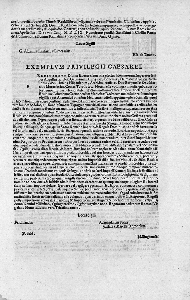An illustration from De re anatomica libri XV, 1559, leaf 4