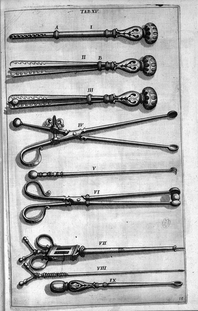 An illustration from Cheiroplotheke, seu... Armamentarium chirurgicum XLIII tabulis... exornatum. Opus posthumum..., 1655, leaf 42