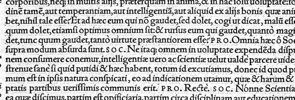 An illustration from Platonis opera qvae ad nos extant omnia per Ianvm Cornarivm Latina lingua conscripta Eiusdem Iani Cornarii eclogæ decem, breuiter et sententiarum et genuinæ verborum lectionis, locos selectos complectentes ; Additis Marsilii Ficini argumentis et commentariis in singulos dialogos cum indice rerum memorabilium elaboratissimo, 1561, leaf 259