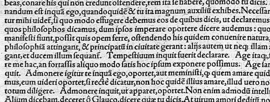 An illustration from Platonis opera qvae ad nos extant omnia per Ianvm Cornarivm Latina lingua conscripta Eiusdem Iani Cornarii eclogæ decem, breuiter et sententiarum et genuinæ verborum lectionis, locos selectos complectentes ; Additis Marsilii Ficini argumentis et commentariis in singulos dialogos cum indice rerum memorabilium elaboratissimo, 1561, leaf 647