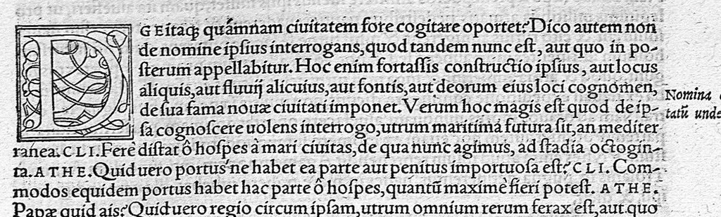 An illustration from Platonis opera qvae ad nos extant omnia per Ianvm Cornarivm Latina lingua conscripta Eiusdem Iani Cornarii eclogæ decem, breuiter et sententiarum et genuinæ verborum lectionis, locos selectos complectentes ; Additis Marsilii Ficini argumentis et commentariis in singulos dialogos cum indice rerum memorabilium elaboratissimo, 1561, leaf 846