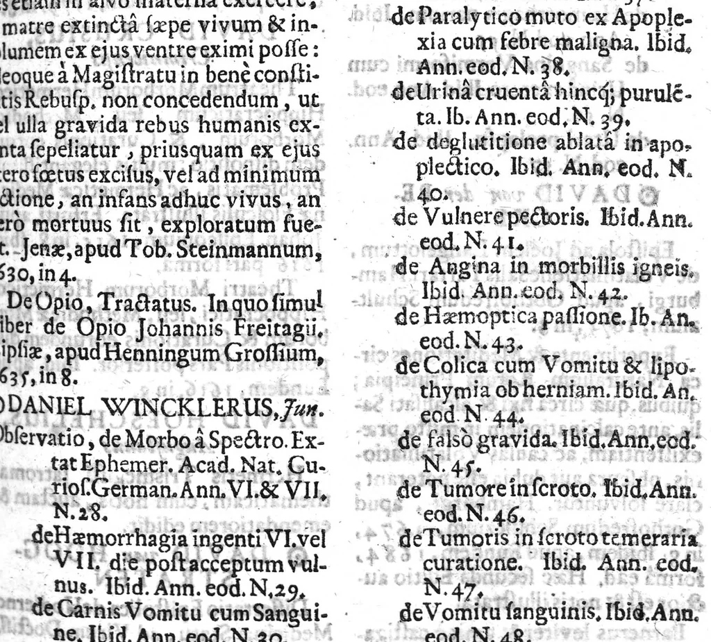 An illustration from Lindenius renovatus sive Johannis Antonidae Van der Linden De Scriptis Medicis libri duo, 1686, leaf 251