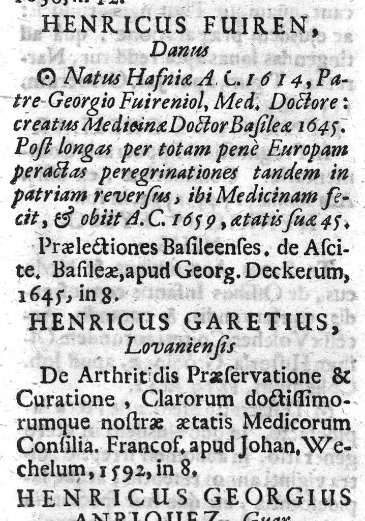 An illustration from Lindenius renovatus sive Johannis Antonidae Van der Linden De Scriptis Medicis libri duo, 1686, leaf 407