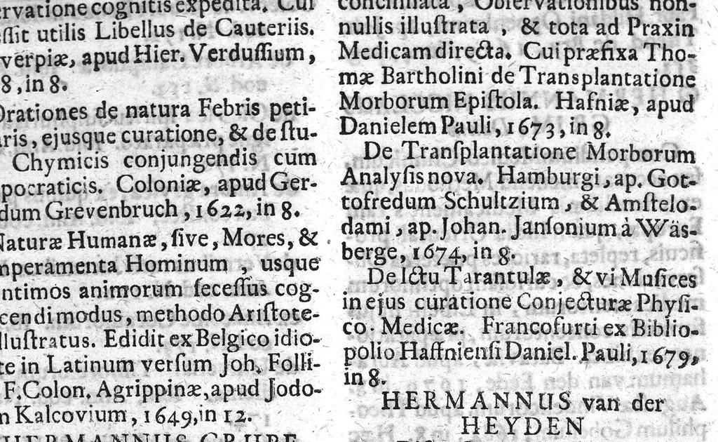 An illustration from Lindenius renovatus sive Johannis Antonidae Van der Linden De Scriptis Medicis libri duo, 1686, leaf 422