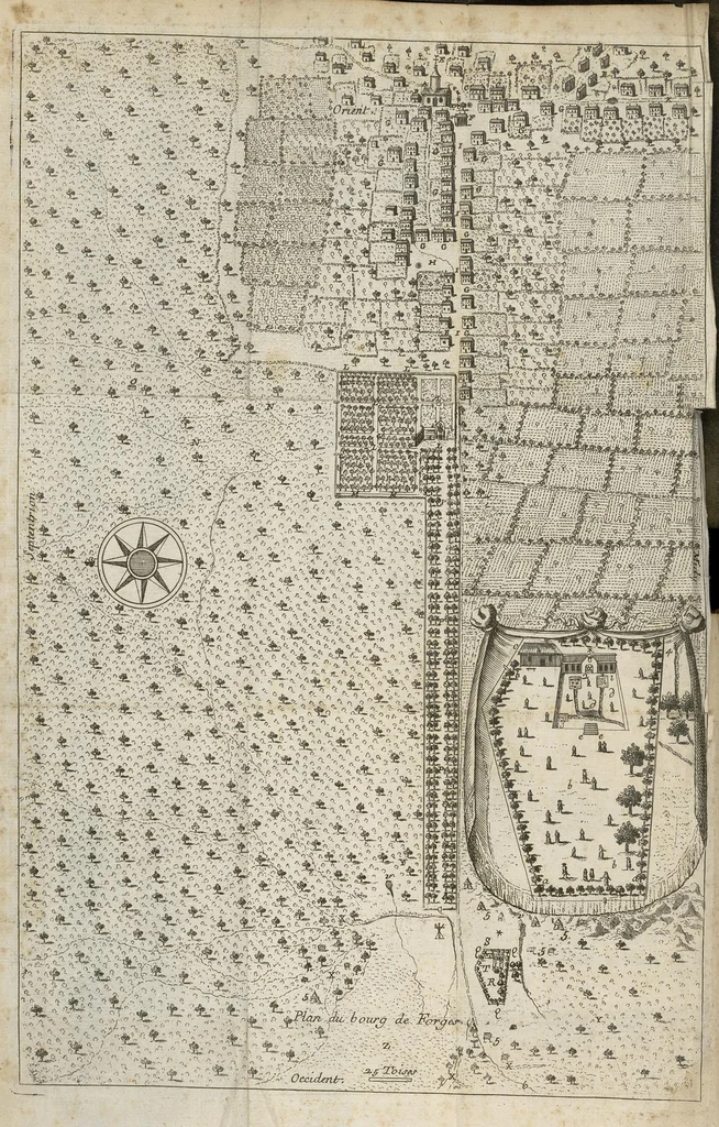 An illustration from Nouveau traité des eaux minerales de Forges, où l'on fait voir dans les nouveaux principes de physique & de medecine, quelle est la nature de ces eaux...suivie d'une lettre de Me Barthelemy Linand...à M** le 15 octobre 1696..., 1697, leaf 17