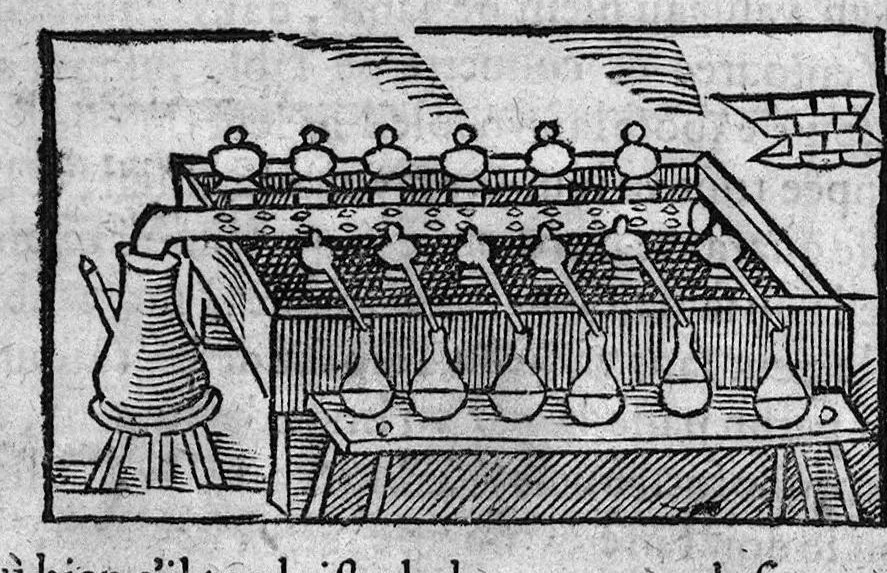An illustration from Quatre livres des secrets de medecine et de la philosophie chimique, faicts françois par M. Jean Liebaut, 1579, leaf 49