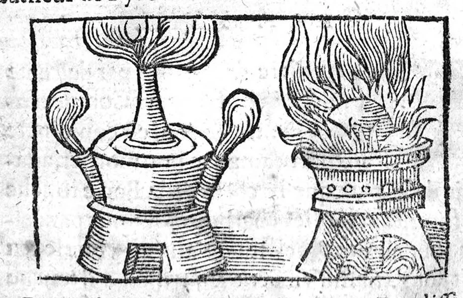 An illustration from Quatre livres des secrets de medecine et de la philosophie chimique, faicts françois par M. Jean Liebaut, 1579, leaf 57