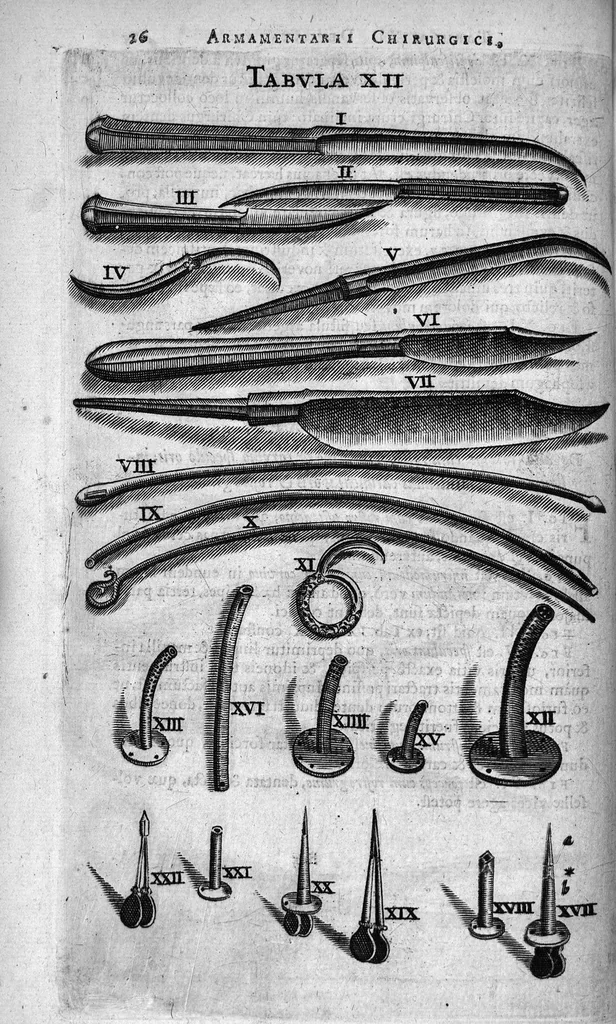 An illustration from Cheiroplotheke, seu... Armamentarium chirurgicum XLIII tabulis... exornatum. Opus posthumum..., 1656, leaf 41