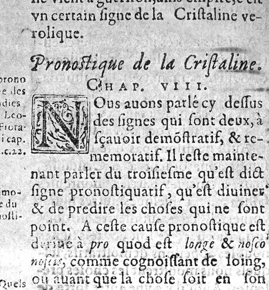 An illustration from Traicté de la maladie nouvellement appelée cristaline, diligemment disputee suivant la doctrine nouvelle & meme comme se verra par les authoritez..., 1611, leaf 77
