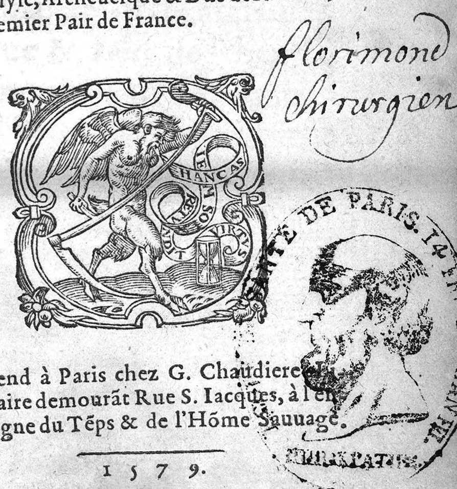 An illustration from La chirurgie de Fernel, translatee de Latin en François, illustree de briefves annotations et d’une Methode chiurgique par Simeon de Provanchieres, Medecin à Sens, et de Monseigneur l’Illustrissime et Reverendissime Cardinal de Guyse, Archevesque et Duc de Rheims, premier Pair de France, 1579, leaf 0