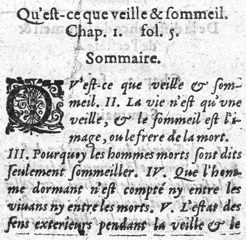 An illustration from Les causes de la veille et du sommeil, des songes et de la vie et de la mort,..., 1606, leaf 12