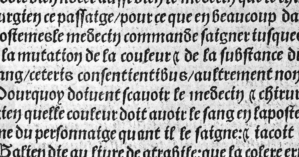 An illustration from Phlebotomie artificielle utile aulx medecins, et tresnecessaire à tous chirurgiens et barbiers instructive quant et comment il fault artificiellement phlebotomer toutes veines du corps humain, novellement composee par Mons. maistre Guilliaulme du Puis, medecin ordinaire du tresvenerable et noble convent de sainct Chiefz. Et citoyen de la tresrenommee Cite de Grenoble en Daulphine,, 1536, leaf 228