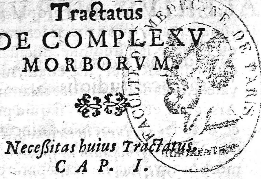 An illustration from Stephani Roderici Castrensis,... Tractatus de complexu morborum, studio et diligentia Valerii Nervii,..., 1624, leaf 6