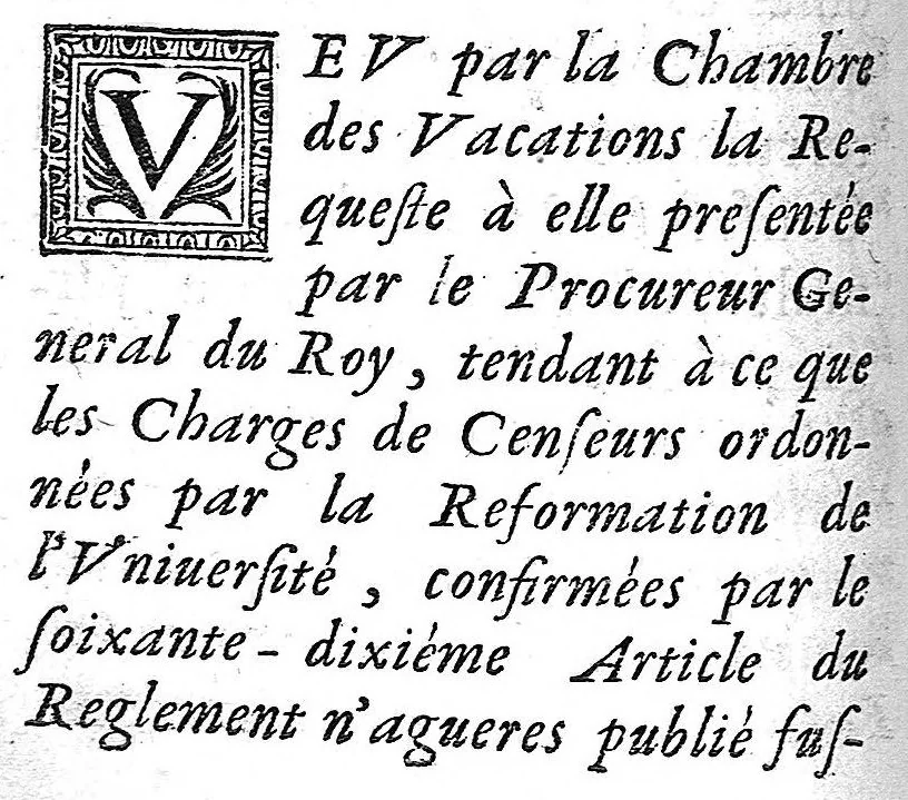 An illustration from Statuta Facultatis medicinae Parisiensis, 1660, leaf 83