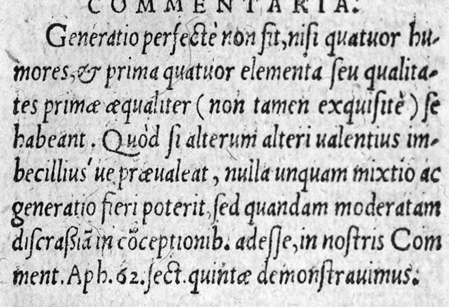 An illustration from Hippocratis Coi, medicorum Principis, De Natura Hominis liber : Graece et Latine. Accesserunt Blasii Hollerii Vivariensis, Philosophi ac Medici, Commentaria, iam primum recognita et aucta, 1561, leaf 34