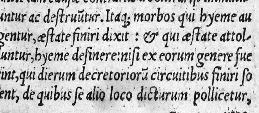 An illustration from Hippocratis Coi, medicorum Principis, De Natura Hominis liber : Graece et Latine. Accesserunt Blasii Hollerii Vivariensis, Philosophi ac Medici, Commentaria, iam primum recognita et aucta, 1561, leaf 96