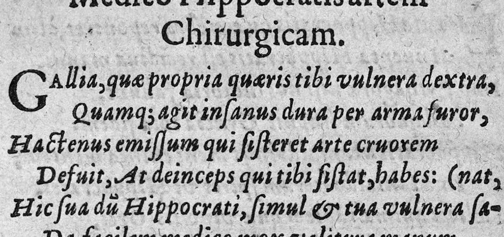 An illustration from Hippocratis Chirurgia de Medico; de vulneribus; de hæmorrhoidibus; de fistulis; de vulneribus capitis, nunc primum Graece restituta, Latinitate donata, et commentariis illustrata. A. Steph. Manialdo ..., 1619, leaf 14