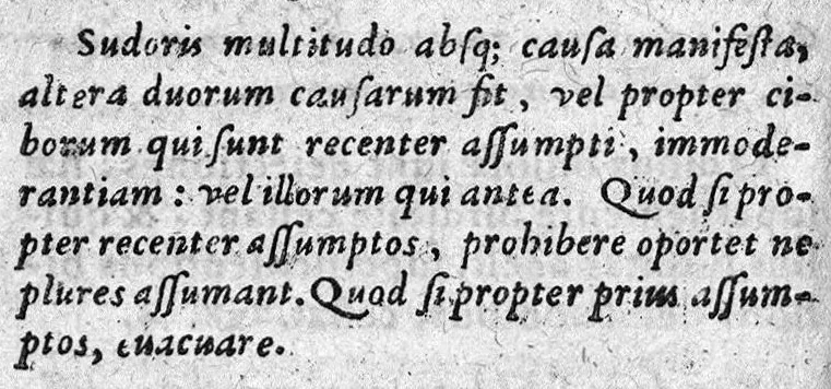 An illustration from Hippocratis Aphorismi Græce et Latine, ita digesti in ordinem, ut mutuo sese explicare, & ad morborum curationem singuli suo è loco prodire videantur, cum brevi expositione ex Galeni commentariis desumpta. Ejusd. Hippocr. Prænotionum libri tres, cum explicatione eodem ex fonte hausta. Per Joannem Butinum medicum. Insignores aliquot sententiae selectæ ex libris Aurelii Cornelii Celsi, 1580, leaf 83