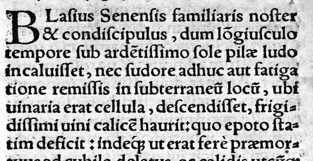 An illustration from Scribonii Largi,... de Compositione medicamentorum liber, jampridem Jo. Ruellii opera e tenebris erutus... Antonii Benivenii libellus de abditis... ac mirandis morborum et sanationum causis. Polybus de salubri victus ratione privatorum, Guinterio Joanne Andernaco interprete, 1529, leaf 237