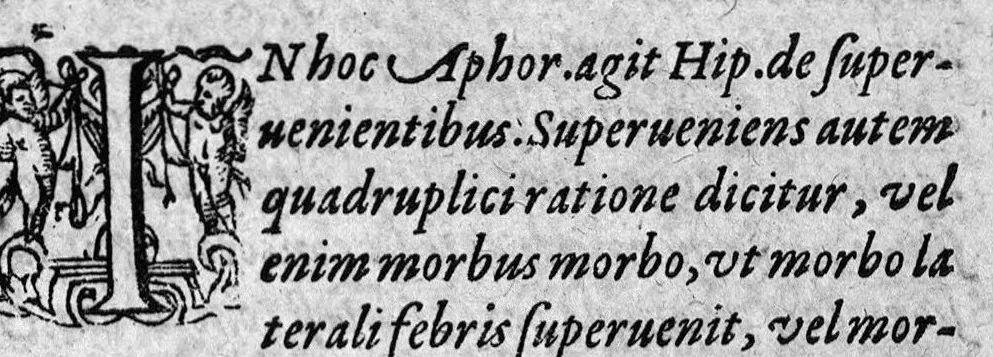 An illustration from Philothei medici praestantissimi commentaria in aphorismos Hippocratis nunc primum e graeco in latinum sermonem conversa, Ludovico Corado Mantuano interprete, 1581, leaf 228