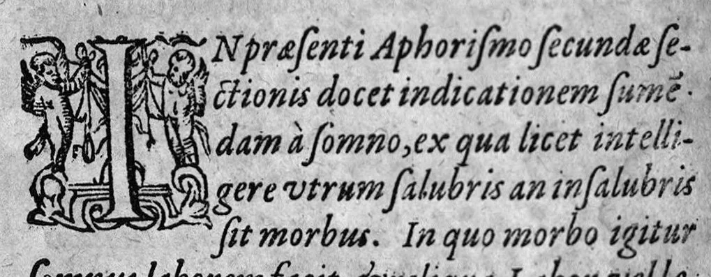 An illustration from Philothei medici praestantissimi commentaria in aphorismos Hippocratis nunc primum e graeco in latinum sermonem conversa, Ludovico Corado Mantuano interprete, 1581, leaf 47