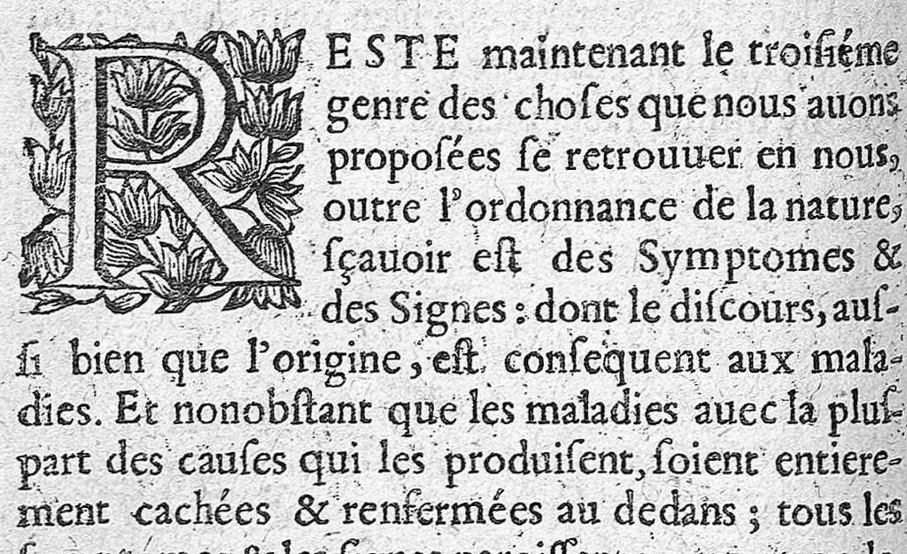 An illustration from La pathologie ou discours des maladies, 1655, leaf 100