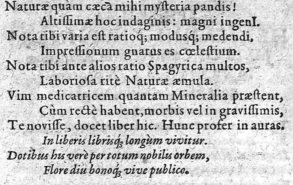 An illustration from Tetras gravissimorum totius capitis affectuum... Adjectus est in eorundem morborum curatione... ingens selectissimorum medicamentorum spagyricorum numerus... Josepho Quercetano,... auctore, 1606, leaf 17