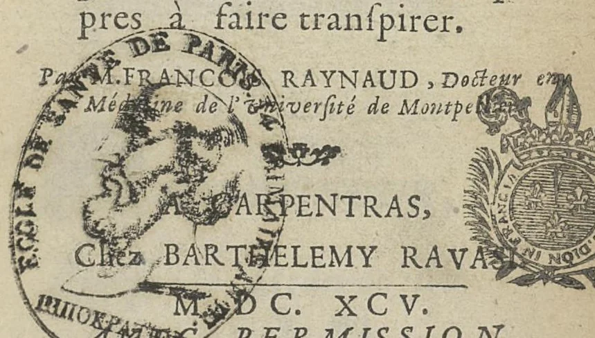 An illustration from Traité des fievres malignes et pourprées ; dans lequel on propose un système nouveau sur la nature de ces mêmes fièvres..., 1695, leaf 14