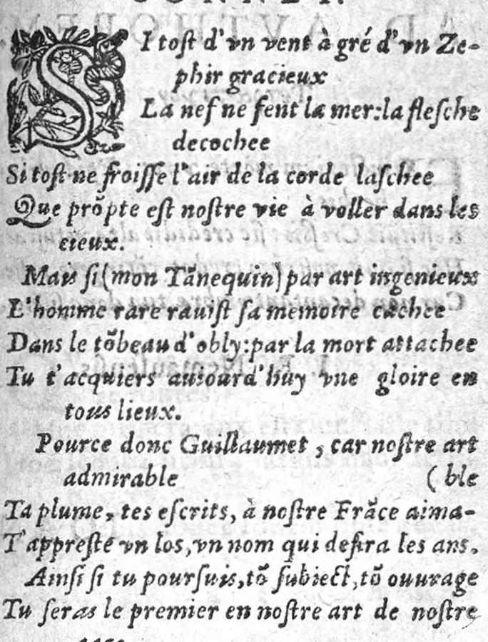 An illustration from Opuscule tres necessaire a ceux qui veulent parvenir a la cognoissance des principes de la science, ou art de chirurgie. Extraict des Institutes de M. Jean Tagaut. Et mis en Dialogue par Tannequin Guillaumet, Chirurgien du Roy de Navarre, et Maistre juré en ladicte faculté, en la cité de Nymes. Introduisant ces deux fils parlans, à sçavoir Jaques, et Laurens Guillaumets, Freres,, 1590, leaf 2