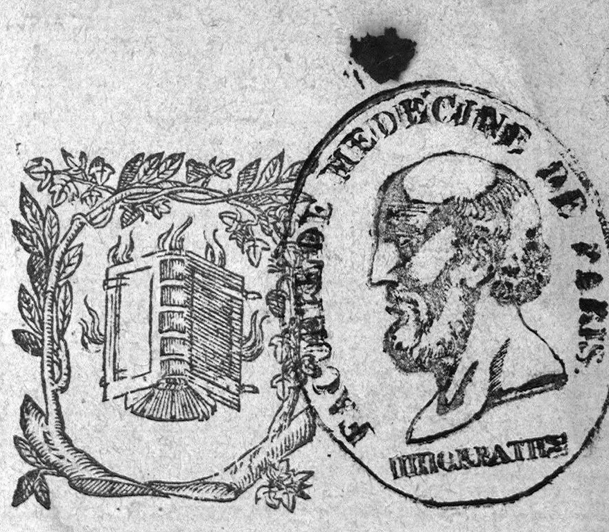 An illustration from Excellent traicte de la peste, monstrant les causes, signes d'icelle et les remedes les plus exquis tant pour la preservation que pour la cure des malades, le tout bien approuvé, et en divers lieux heureusement experimenté, Par Antoine Royet, natif de Lyon, 1583, leaf 0