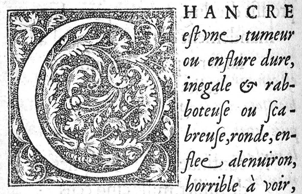 An illustration from De la nature et cure de chancre, selon les meilleurs auteurs tant Grecs que Latins, 1550, leaf 5