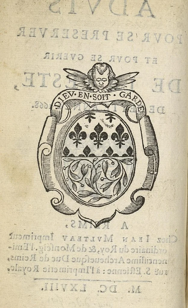 An illustration from Advis pour se preserver et pour se guerir de la Peste de cette année 1668, 1668, leaf 1