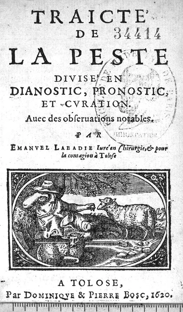 An illustration from Traicté de la peste divise en diagnostic, pronostic et curation avec des observations notables, 1620, leaf 0