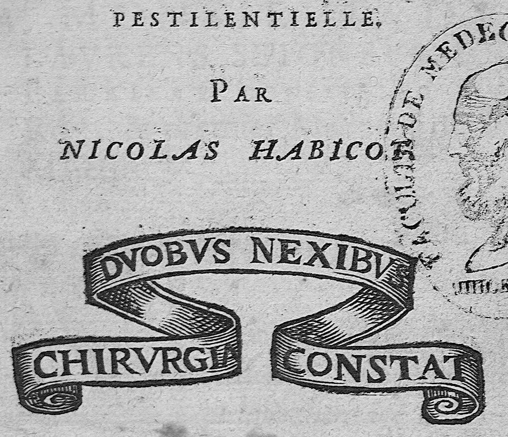 An illustration from Problème sur la nature, préservation et cure de la maladie pestilentielle, 1607, leaf 0