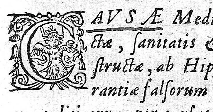 An illustration from Historicae hodiernae medicinae rationalis veritatis ΛΟΓΟΣ ΠΡΟΤΡΕΠΤΙΚΟΣ . Ad rationales medicos, 1655, leaf 2