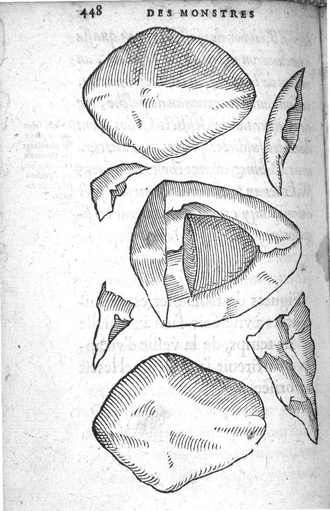 An illustration from Deux livres de chirurgie, I. De la generation de l’homme, et maniere d’extraire les enfans hors du ventre de la mere, ensemble ce qu’il faut faire pour la faire mieux, et plus tost accoucher, avec la cure de plusieurs maladies qui luy peuvent survenir. 2. Des monstres tant terrestres que marins, avec leurs portrait. Plus un petit traité des plaies faites aux parties nerveuses. Par Ambroise Paré, premier Chirurgien du Roy, et juré à Paris,, 1573, leaf 467