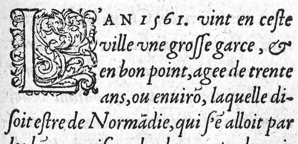 An illustration from Deux livres de chirurgie, I. De la generation de l’homme, et maniere d’extraire les enfans hors du ventre de la mere, ensemble ce qu’il faut faire pour la faire mieux, et plus tost accoucher, avec la cure de plusieurs maladies qui luy peuvent survenir. 2. Des monstres tant terrestres que marins, avec leurs portrait. Plus un petit traité des plaies faites aux parties nerveuses. Par Ambroise Paré, premier Chirurgien du Roy, et juré à Paris,, 1573, leaf 518
