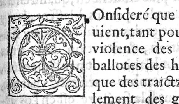 An illustration from La maniere de traicter les playes faictes tant par hacquebutes, que par fleches : et les accidentz d’icelles, comme fractures et caries des os, gangrene et mortification : avec les pourtraictz des instrumentz necessaires pour leur curation. Et la methode de curer les combustions principalement faictes par la pouldre à canon. Le tout composé par Ambroise Paré, maistre Barbier Chirurgien à Paris, 1552, leaf 68