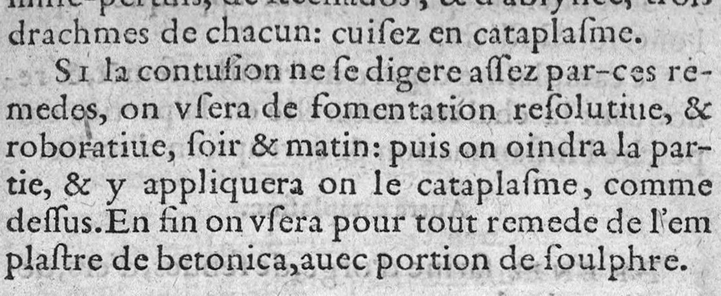 An illustration from Traicté de la nature et curation des playes de Pistolle, Harquebouse, et autres bastons à feu. Ensemble, les remedes des combustions et bruslures externes et superficielles : Par J. Le P. Docteur en Medecine, 1569, leaf 90