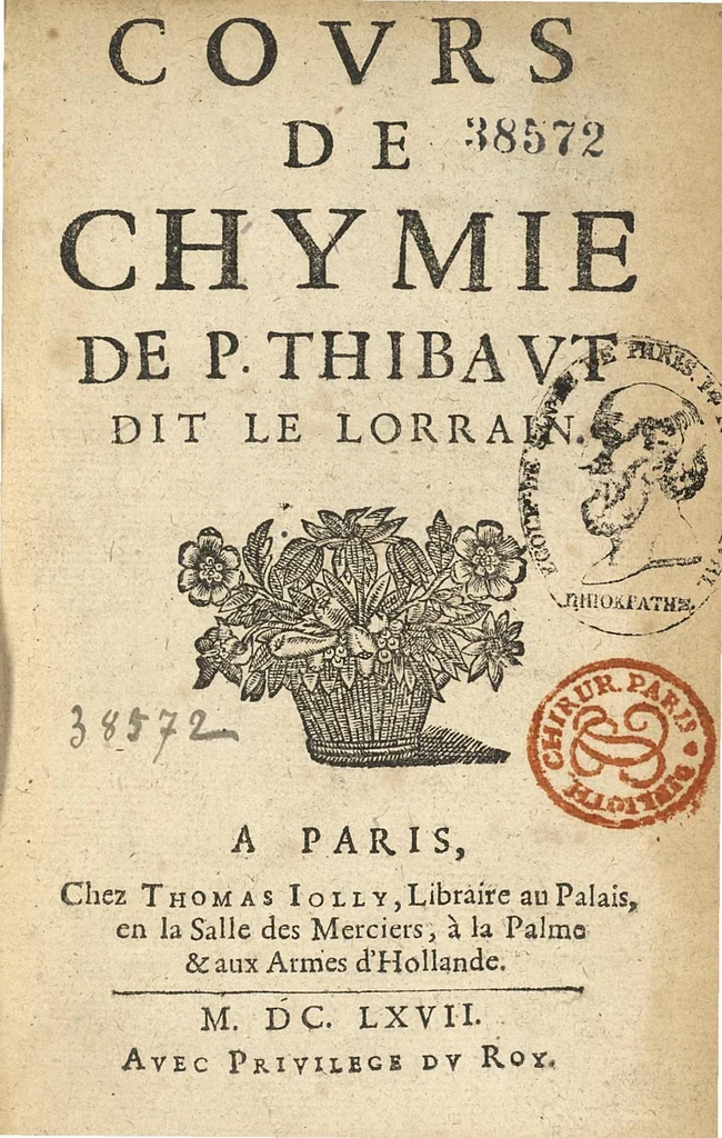 An illustration from Cours de chymie de P. Thibaut dit le lorrain, 1667, leaf 4