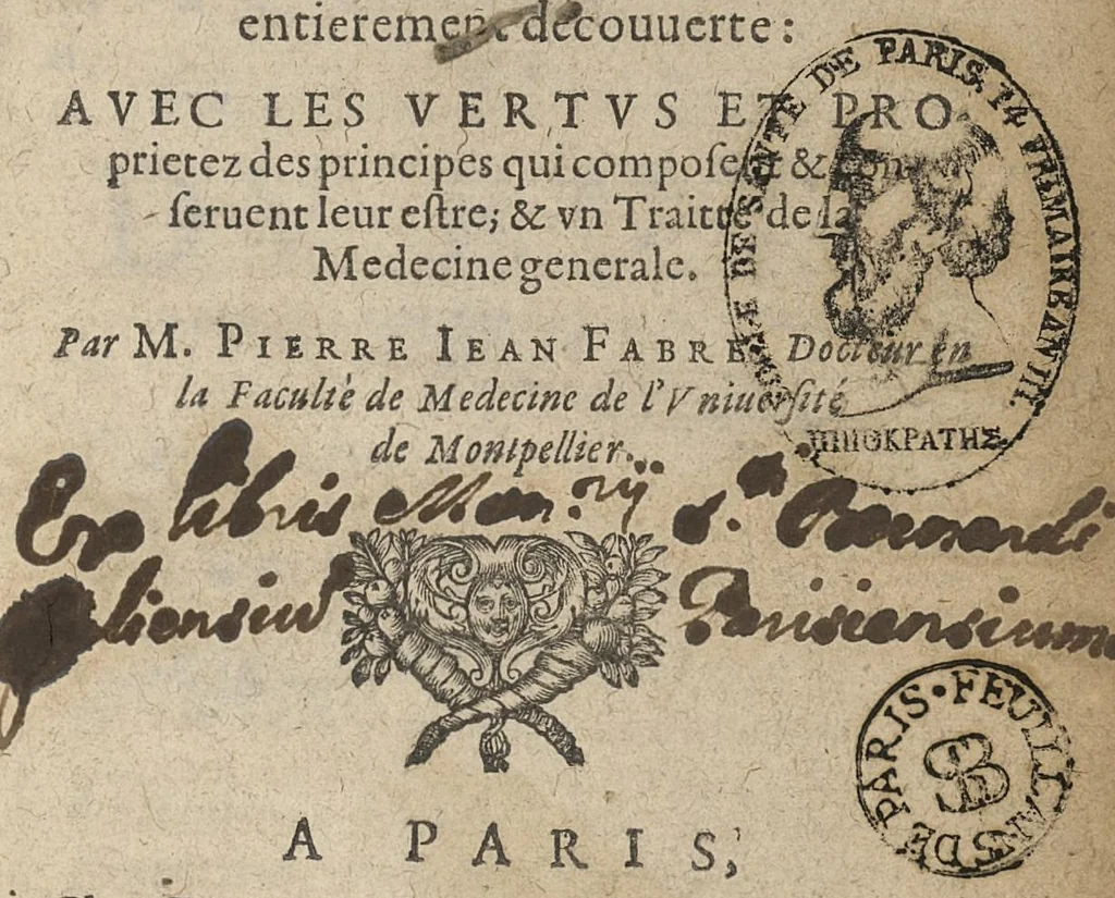 An illustration from L'Abrégé des secrets chymiques ou l'on void la nature des animaux vegetaux & mineraux entierement decouverte, 1636, leaf 0