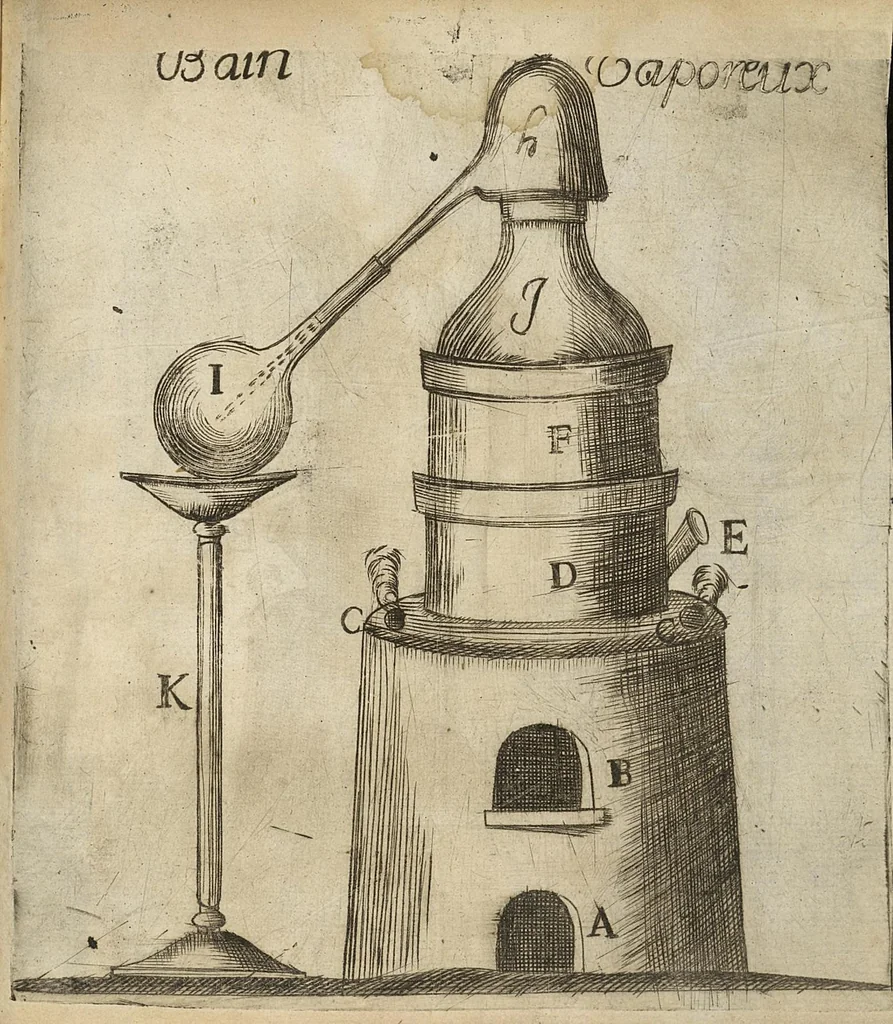 An illustration from Pratique de chymie, divisée en quatre parties...avec un avis sur les eaux minerales, 1671, leaf 386