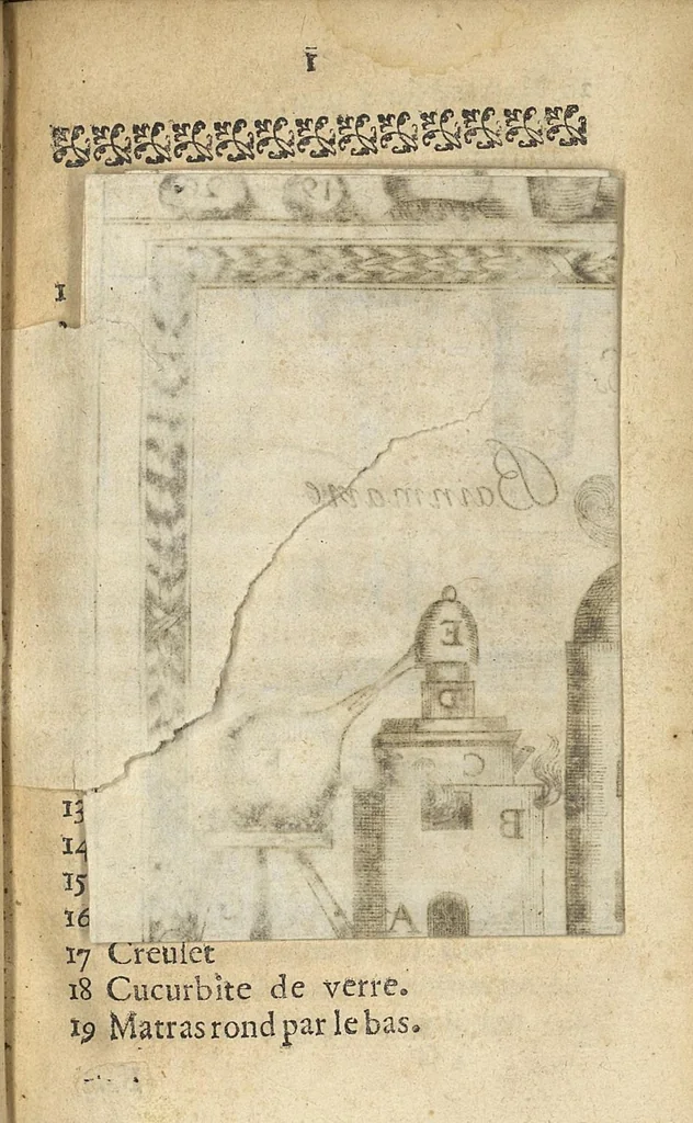 An illustration from Pratique de chymie, divisée en quatre parties...avec un avis sur les eaux minerales, 1671, leaf 64