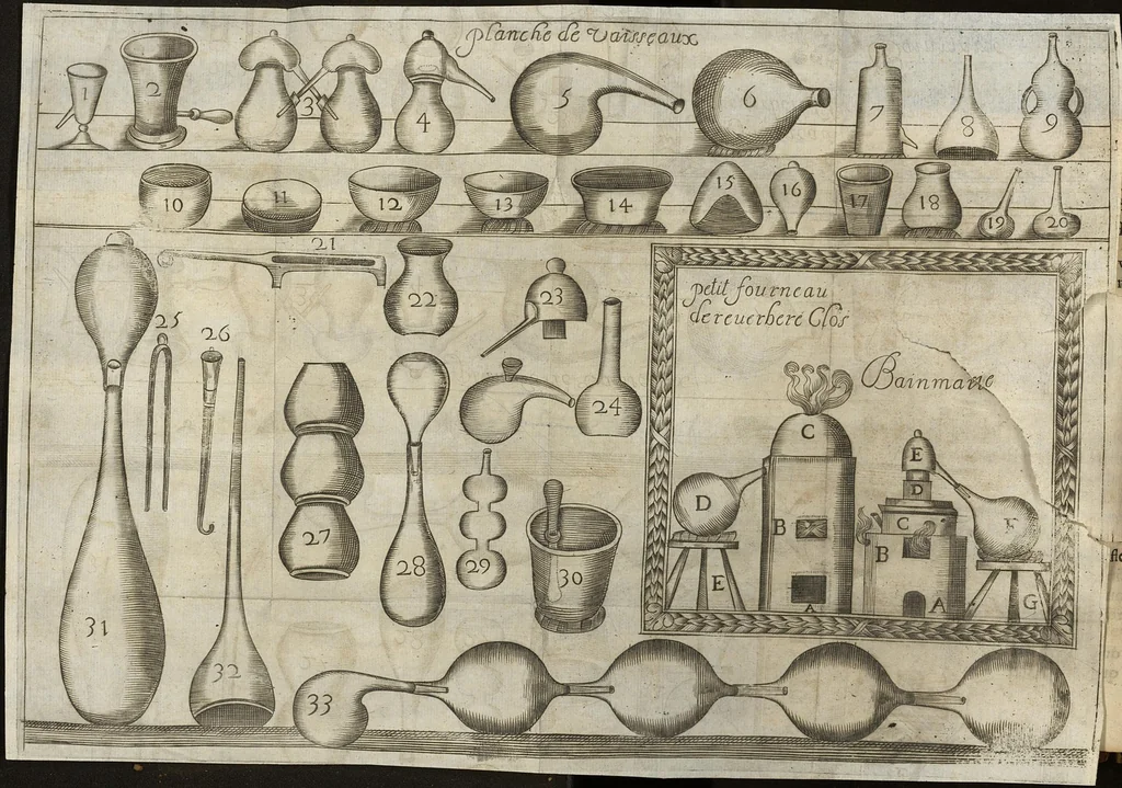 An illustration from Pratique de chymie, divisée en quatre parties...avec un avis sur les eaux minerales, 1671, leaf 65