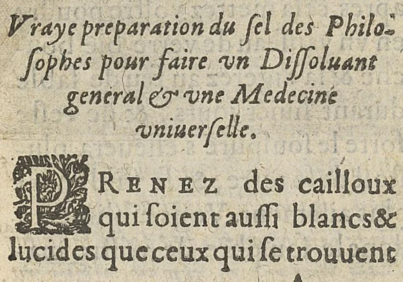An illustration from Recueil des plus curieux et rares secrets tirés des manuscrits de feu Mr Joseph Du Chesne, Sieur de la Violette..., 1648, leaf 10