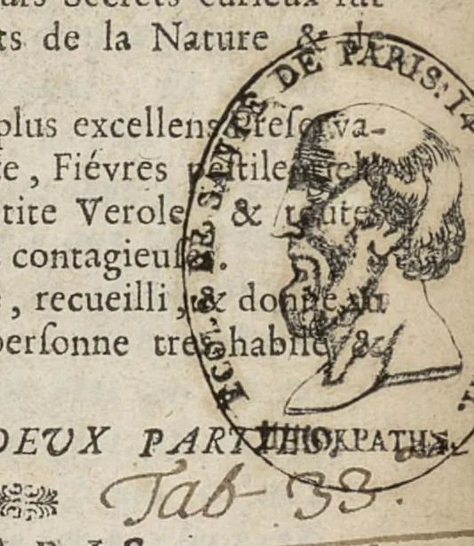 An illustration from Nouveau recueil des plus beaux secrets de medecine, pour la guerison de toutes les maladies, blessures, & autres accidens qui surviennent au corps humain ;...divisé en deux parties, 1694, leaf 4